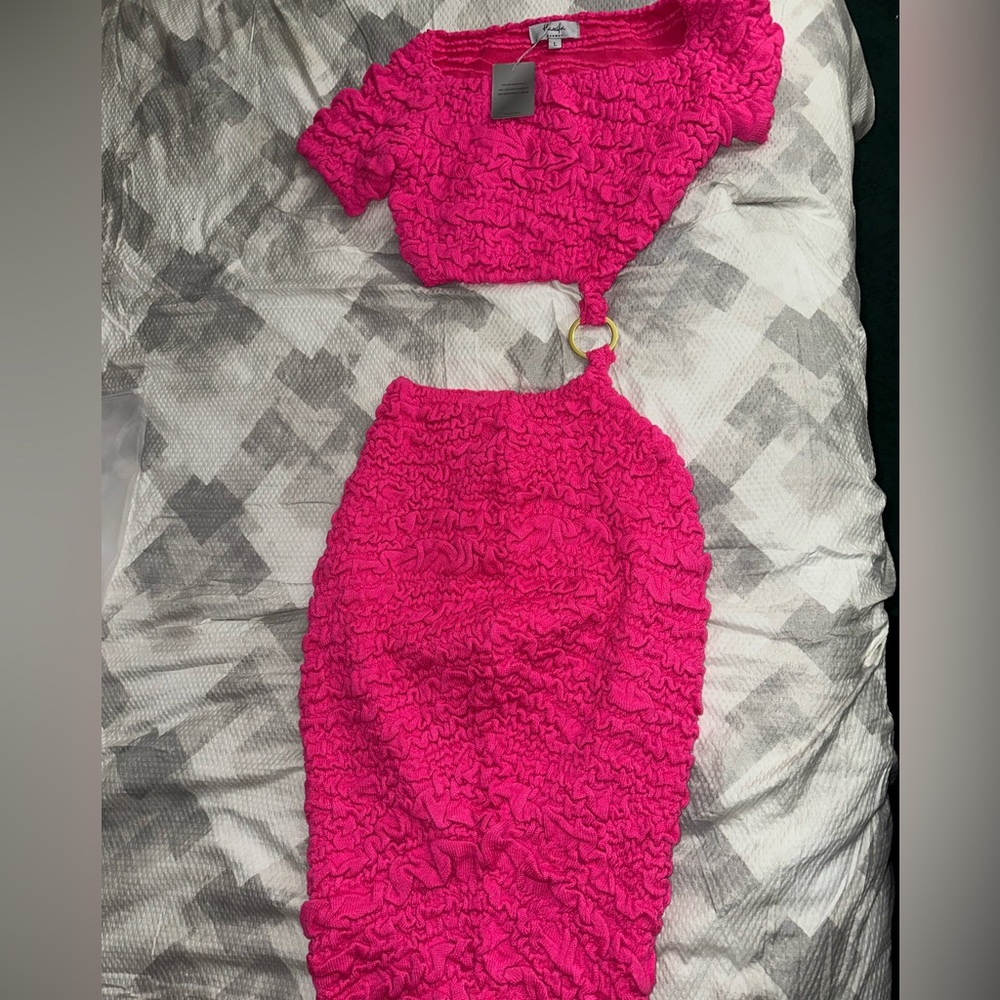 Hanifa Pink Off-Shoulder Two-Piece Dress - Picture 3 of 5